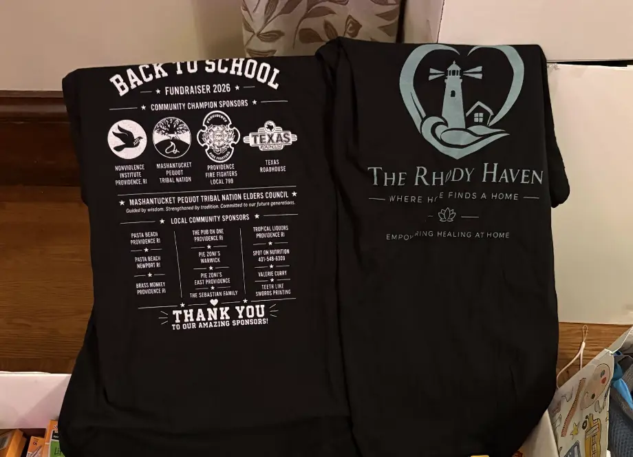 Rhody Haven and sponsor thank-you event shirts